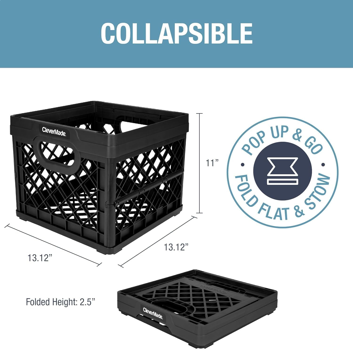 Collapsible Storage Crates, 3 Pack, 25L (6 Gal) Heavy Duty Plastic Bins ...