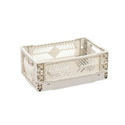 Collapsible Storage Crates for Organizing, Plastic Stackable Milk Crates with Handle, Heavy Duty Foldable Storage Basket for Shelves, Suitable for Home, Office and Classroom