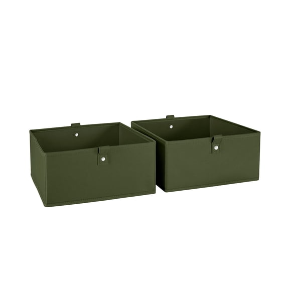 Collapsible Storage Cube Set of 2, 5" Tall Foldable Fabric Bin with Removable Base Insert, Portable Cubby Organizer for Playroom, Closet, Mudroom & Toy Storage