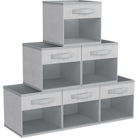 Collapsible Storage Cubes, 6 Packs Cube Storage Bins with Window, Fabric Storage Baskets for Shelves, Closet Storage Boxes for Clothes, Toys, Books, 11 Inches Sundries Blended