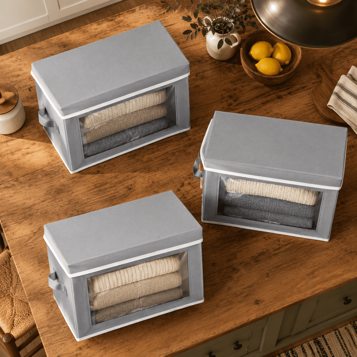 Collapsible Storbwith Lids - Stackable Containers Window 15.7 Inch ...