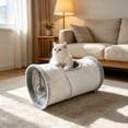 thumbnail image 1 of Collapsible Suede Cat Tunnel Toy with Crinkle Sound, Interactive Two-Way Foldable Play Tube for Indoor Cats and Kittens, Gray, 19.7 In, 1 of 7