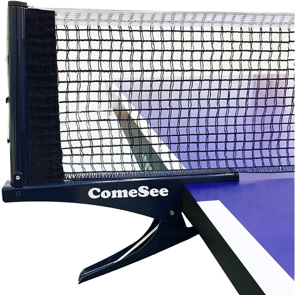 Collapsible Table Tennis Net Professional Steel Pingpong Net Clip Grip Mesh Training Competition Portable Tension Adjustable Post (Navy)