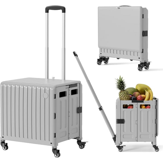 Collapsible Teacher Cart on Wheels:65L Storage Organizer for School&Office Supplies Foldable Utility Cart for Rolling Cart with Wheels,Storage Organizer for Home,Easter Gifts & Shopping