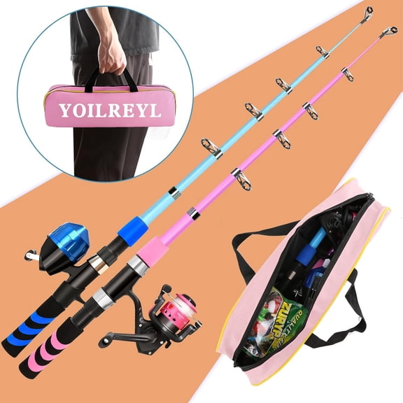 Collapsible Telescopic Fishing Rod and Reel Combo for Beginners - Push Button Small Fishing Pole Kit with Tackle