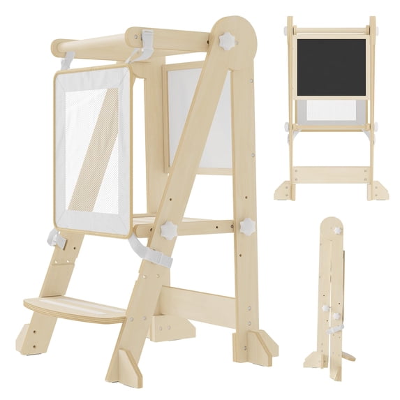 Collapsible Toddler Educational Step Stool, Adjustable Height 2-Step ...