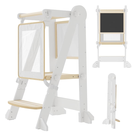 Collapsible Toddler Educational Step Stool, Adjustable Height 2-Step ...