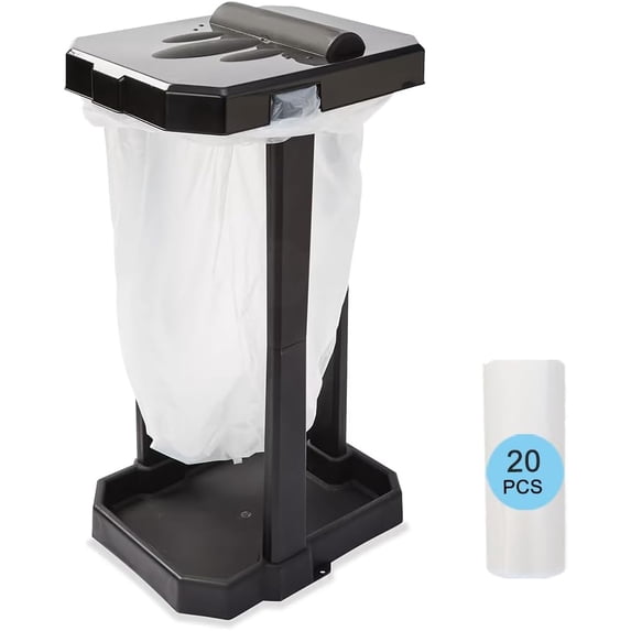 Collapsible Trash Can with Reinforced Legs & 20 Bags – Portable Garbage Bin for Camping, RV, Picnics, Indoor/Outdoor Use, Easy Assembly, Compact Storage, Includes Ground Pegs for Stability