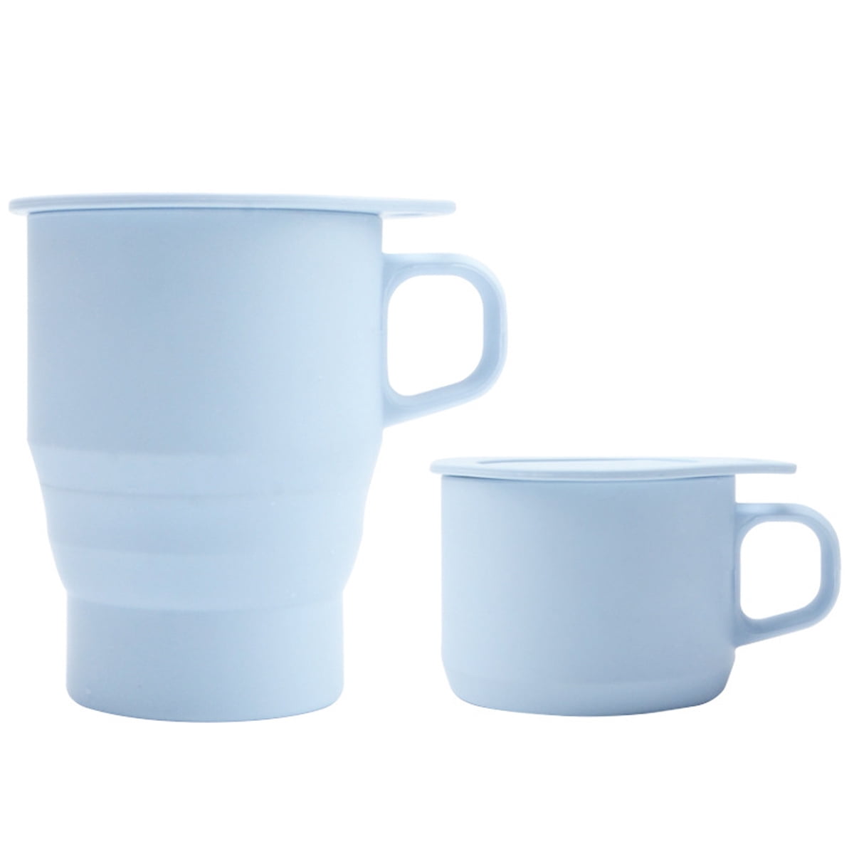 Lot De 2 Gobelets Pliants Vintage Avec Couvercle - Rouge Et Bleu - Occasion