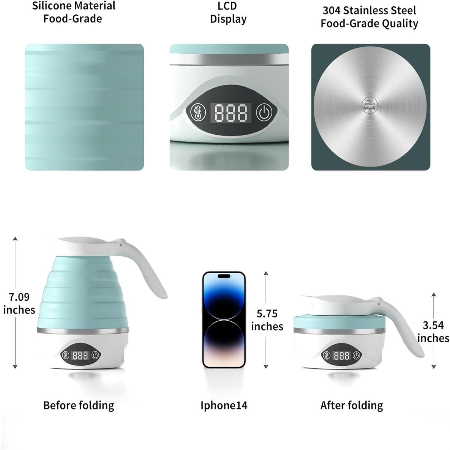 Collapsible Travel Kettle Electric Portable Foldable Kettle for Boiling ...
