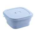 thumbnail image 1 of Collapsible Travel Lunch Box 500ml Foldable Silicone Food Storage Container with Lid Microwave Freezer Safe Space Saving for Kitchen Camping (Blue), 1 of 5