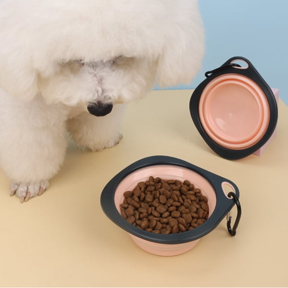 Collapsible Travel Pet Bowl with Hook for Small Dogs and Cats – Portable Folding Food and Water Dish for Walking, Hiking, Camping