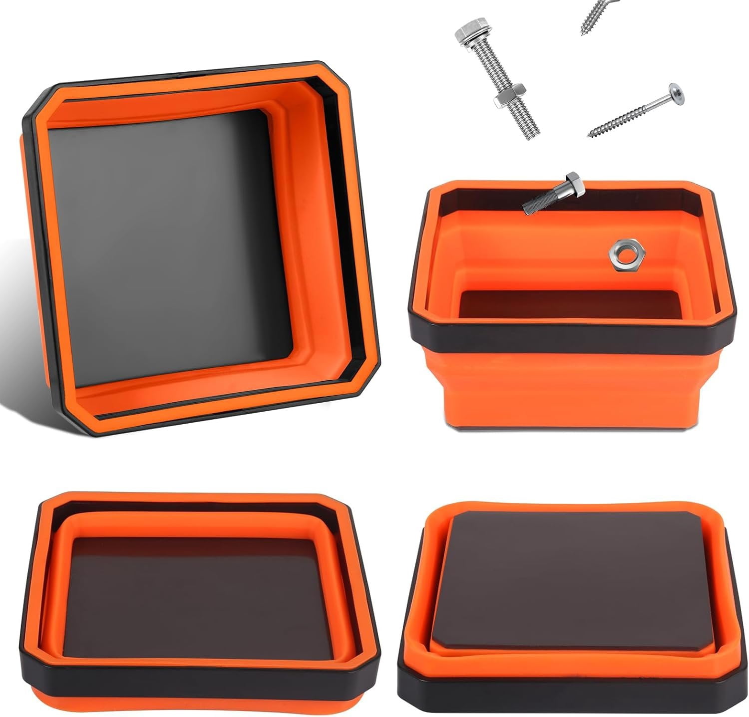 Collapsible Tray Set, 4 Pack Version Tool Trays for Screw Nuts Washers ...