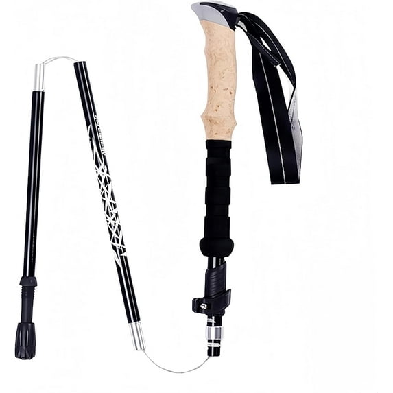Collapsible Trekking Poles - Aluminum Walking Sticks with Telescopic & Foldable 3-Fold Design - For Hiking, Camping, Climbing