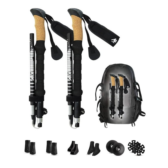 Collapsible Trekking Poles for Women Men [2 Sizes],KANCOKIT Compact Folding Hiking Pole Lightweight Aluminum 7075 Adjustable Walking Stick Quick Flip Lock with Cork Grip Hiking Gear Outdoor Gifts