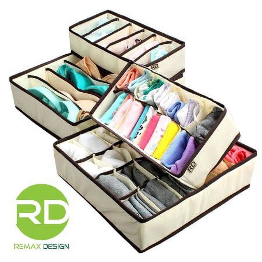Collapsible Underwear Closet Organizer, Set of 4, Beige Remax Design