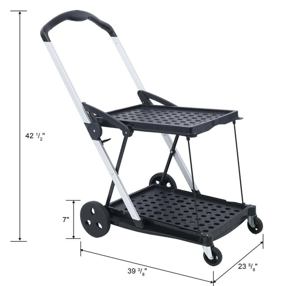 Collapsible Utility Cart Multi Use Functional Collapsible Shopping Carts 2-Tier Collapsible Shopping Cart with Baskets Carrito para Supermercado con Ruedas,