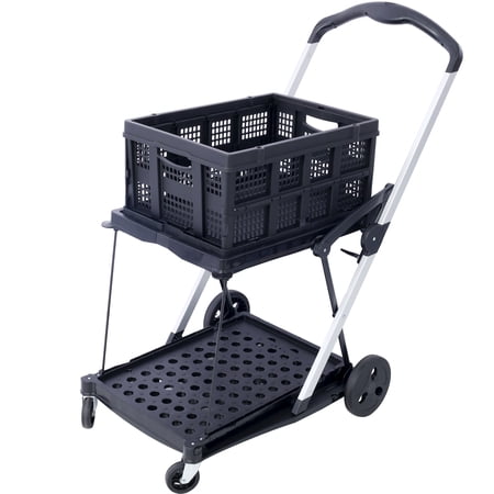 Collapsible Utility Cart Multi Use Functional Collapsible Shopping Carts 2-Tier Collapsible Shopping Cart with Baskets Carrito para Supermercado con Ruedas