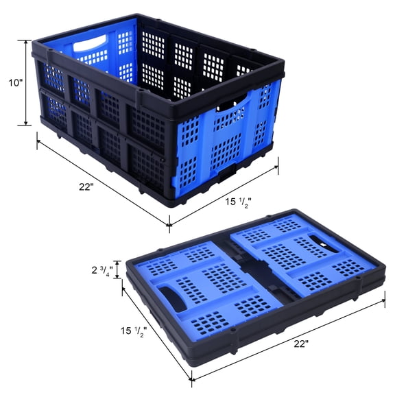 Collapsible Utility Cart Multi Use Functional Collapsible Shopping Carts 2-Tier Collapsible Shopping Cart with Baskets Carrito para Supermercado con Ruedas blue,