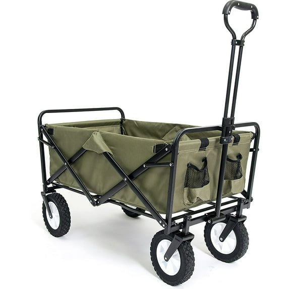 Collapsible Wagon, Beach Carts with Big Wheels, Heavy Duty Folding Utility Garden Wagon, Portable Grocery Cart, All Terrain Universal Wheels Wagon Cart, Max Capacity150 lbs, JA4059