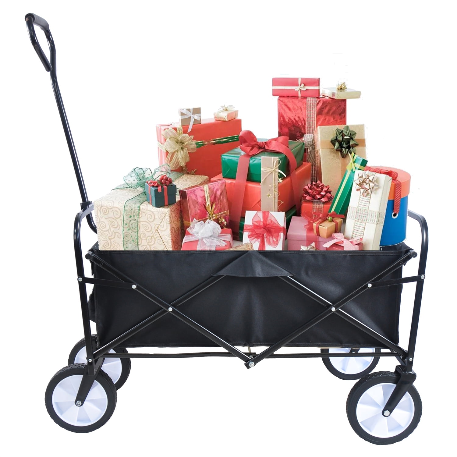 Collapsible Wagon With Big Wheels Enlarged Capacity Garden Shopping