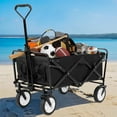 thumbnail image 1 of Collapsible Wagon Cart Folding Wagon Garden Cart Portable Beach Wagon with Wheels & Adjustable Handle for Garden Sport Shopping Beach Trip, Black, 1 of 8