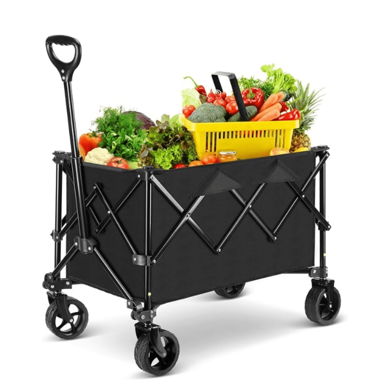 Collapsible Wagon Cart Garden Outdoor Cart with Wheels and Telescoping ...