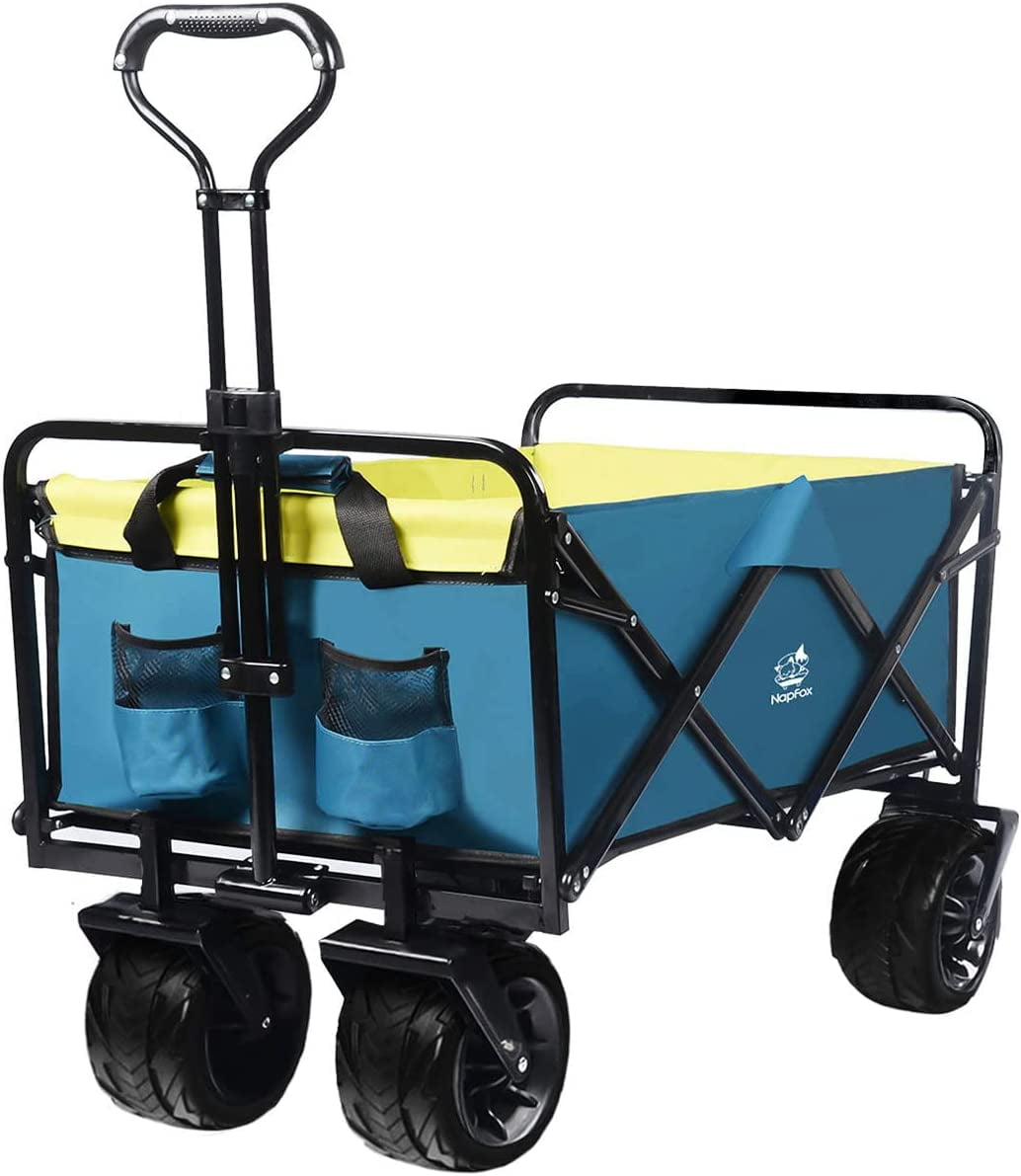 Collapsible Wagon Cart Heavy Duty Foldable Beach Wagon with Big Wheels for Sand AllTerrain