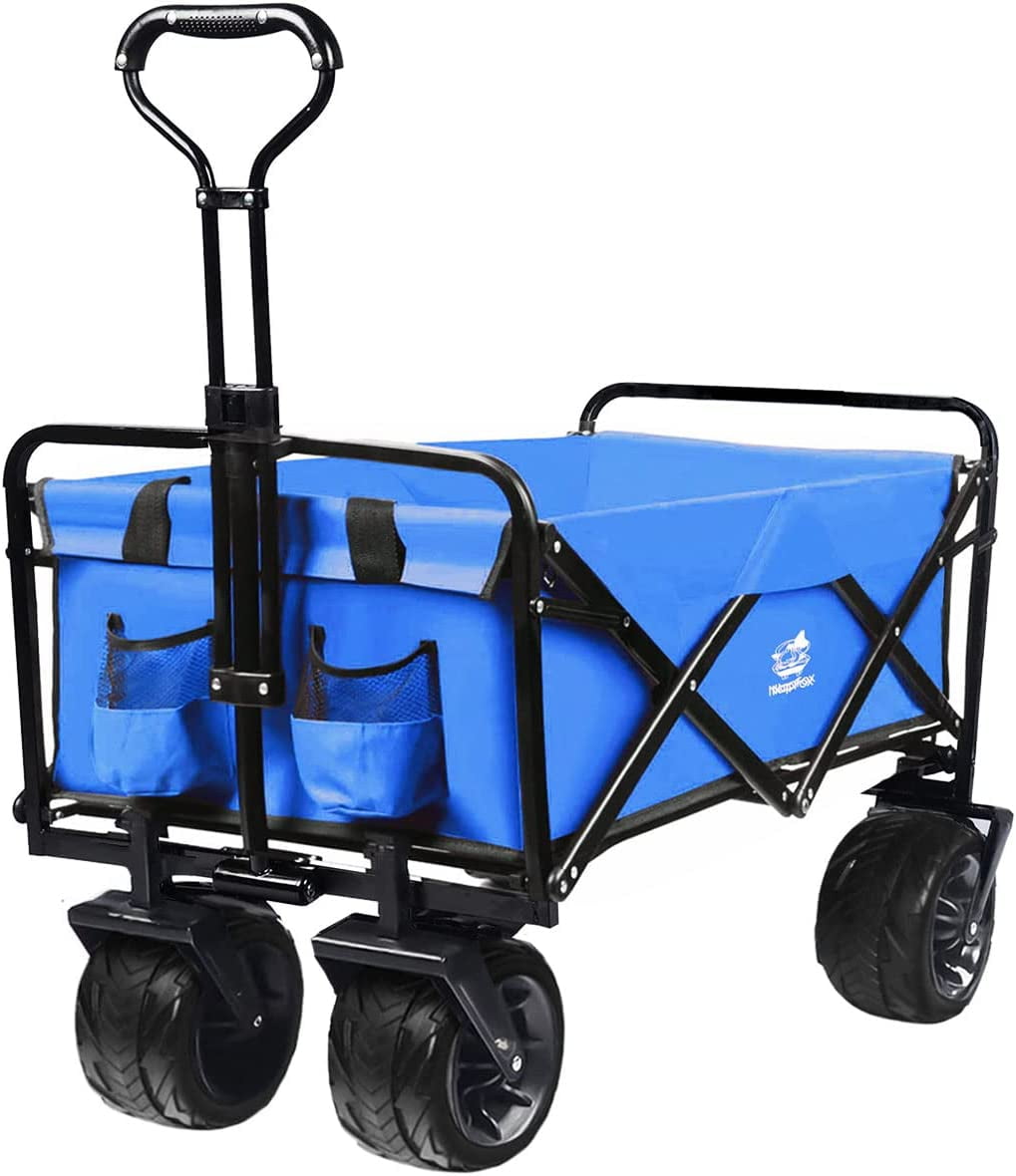 Collapsible Wagon Cart Heavy Duty Foldable Beach Wagon with Big Wheels for Sand AllTerrain