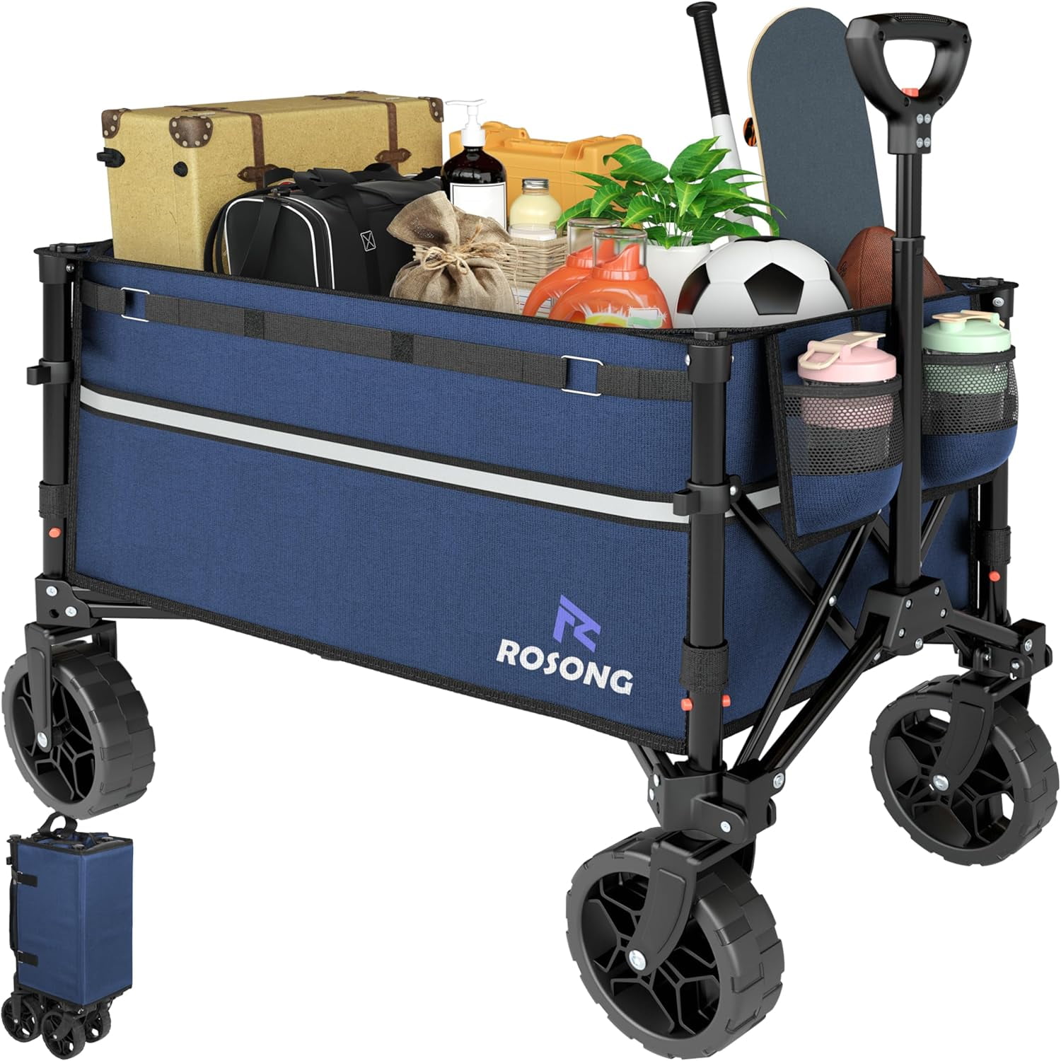Collapsible Wagon Cart with Wheels Foldable Folding Utility Heavy
