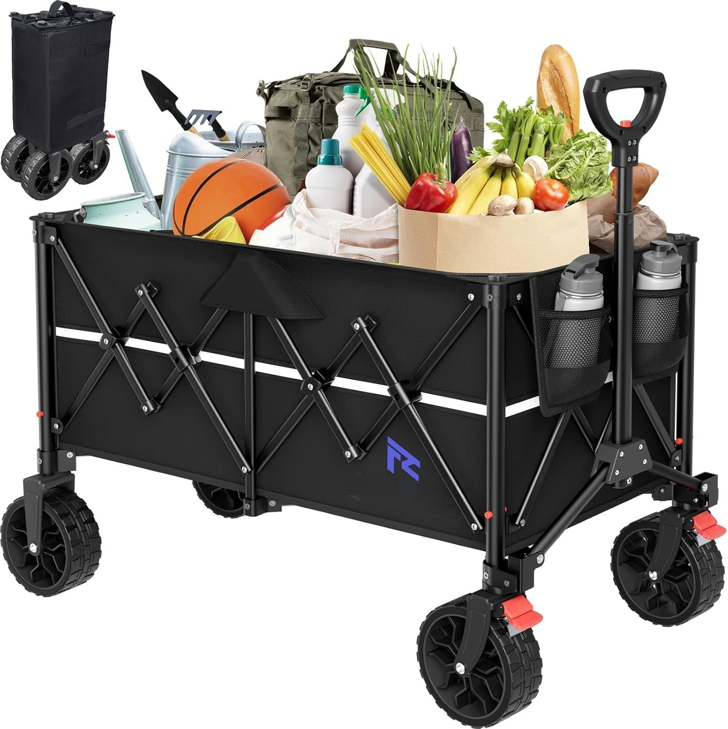 Ffe Carts Collapsible Wagon Cart with Wheels Foldable - Folding Utility Wagons ...