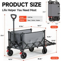 Collapsible Wagon Cart with Wheels - Foldable for Grocery Shopping, Camping, Garden, Fishing, and Sports