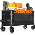 thumbnail image 1 of Collapsible Wagon Carts Foldable 150L & 360LBS Portable Folding Wagons with All-Terrain Wheels & Brakes Heavy Duty Outdoor Utility Cart for Grocery Camping Shopping Sports Garden, Black, 1 of 8