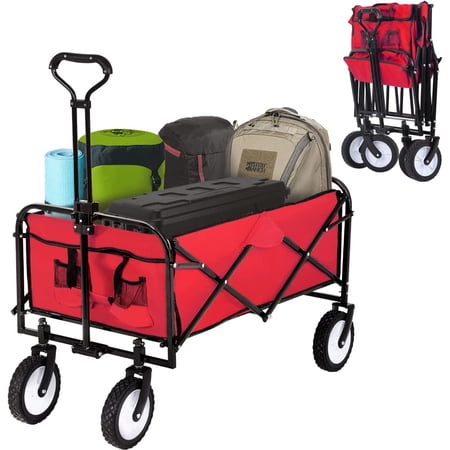 FDW Folding car ATV Garden Car 40K Wheel Shopping Park Picnic, Beach Trip, Outdoor activities, Camping (Red)