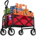 thumbnail image 1 of Collapsible Wagon Folding Wagon Garden Cart with Large Capacity, Portable Utility Wagon Cart Heavy Duty for Beach Camping Shopping Garden, Red, 1 of 9