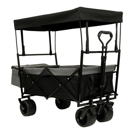 Collapsible Wagon with Canopy & Net, 7" All-Terrain Wheels for Camping Garden