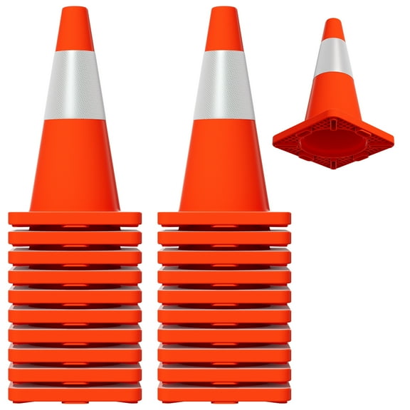 Collapsible Warning Cone, Wind Deflection Design, High Reflectivity, PVC Traffic Cone, Orange Safety Cone, Parking Control, Sports, Roadside(20 Pack)