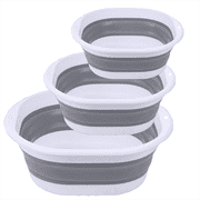 MEETSWEET Beverage Tubs, Collapsible, Foldable, Space-Saving, 3 Pack, Gray Silicone