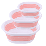 Collapsible Wash Basin 3 Pack, Foldable Dish Tub, Space-Saving Collapsible Sink Camping for Dishing, Fruit, Beverage Tubs, Hiking & HomePink