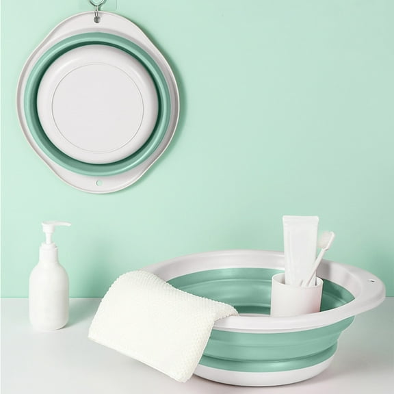 Collapsible Wash Basin, Plastic Portable Space Saving Basin for Student Dormitory, Camping and Daily Use, with Hanging Hole and Durable Structure