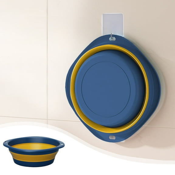 Collapsible Wash Basin - Portable & Folding, Perfect for Kitchen Sink, Camping, BBQ Prep, Laundry & Foot Bath, Space-Saving - Dark Blue