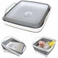 thumbnail image 1 of Collapsible Wash Basin with Drain Plug - 2.4 Gallon Foldable Kitchen Sink for Baby Bottles, RV Camping, Space-Saving Dish Tub (Gray), 1 of 8