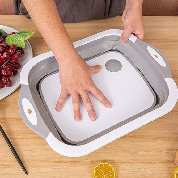 Collapsible Washing Up Bowl, Multi Function Bowl Drying Rack, Portable Cutting Board, Retractable Drain Washing Basket Basin Vegetable Fruit Tray, for for Camping, Picnic, Kitchen