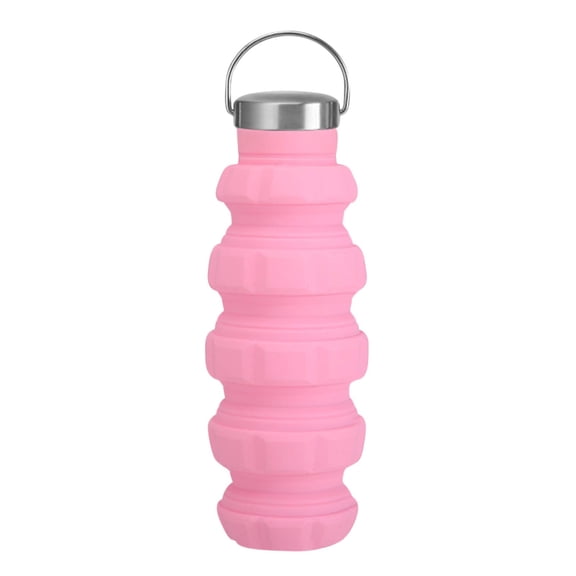 Collapsible Water Bottle 17oz Foldable Silicone Reusable Sports Cup Leakproof Portable with Carabiner Clip for Hiking Running Camping Travel Essential
