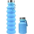 thumbnail image 1 of Collapsible Water Bottle, Reuseable Bpa Free Silicone Foldable Water Bottle For Travel Gym Camping Hiking, With Carabiner, 1 of 5