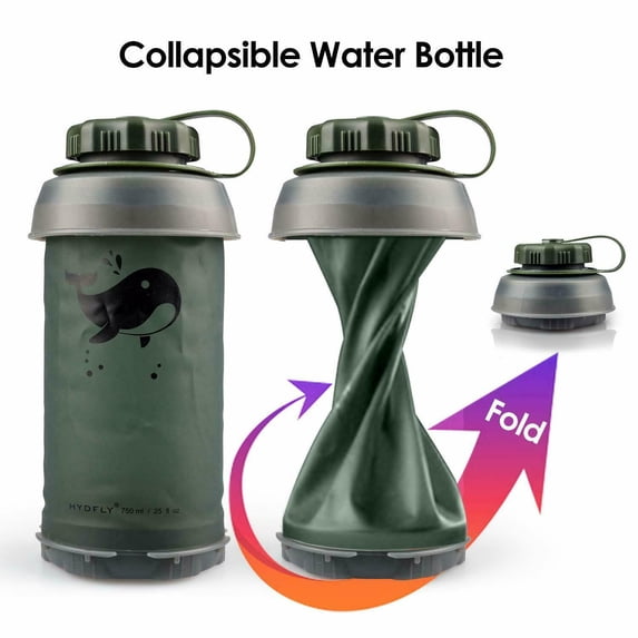 Collapsible Water Bottle with Filter, 26oz 2-Stage BPA Free Portable Outdoor Hiking Water Bottle