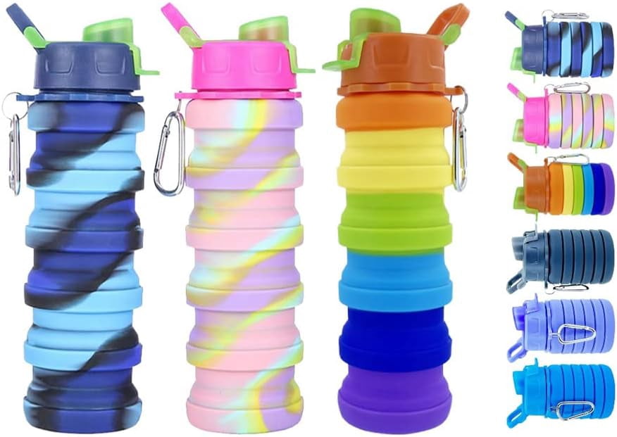 Collapsible Water Bottles 3 Pack Expandable Water Bottle 500ml For collapsible-water-bottles-3-pack-expandable-water-bottle-500ml-for