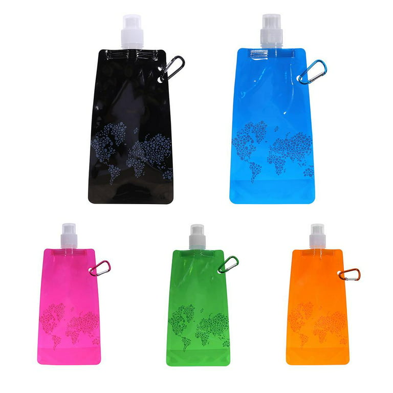Collapsible Water Bottles Reusable Canteen Foldable Drinking Water Bags  with Clip for Sports, Biking, Hiking Travel
