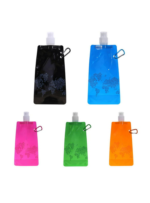 Collapsible Water Bottles Reusable Canteen Foldable Drinking Water Bags with Clip for Sports, Biking, Hiking Travel