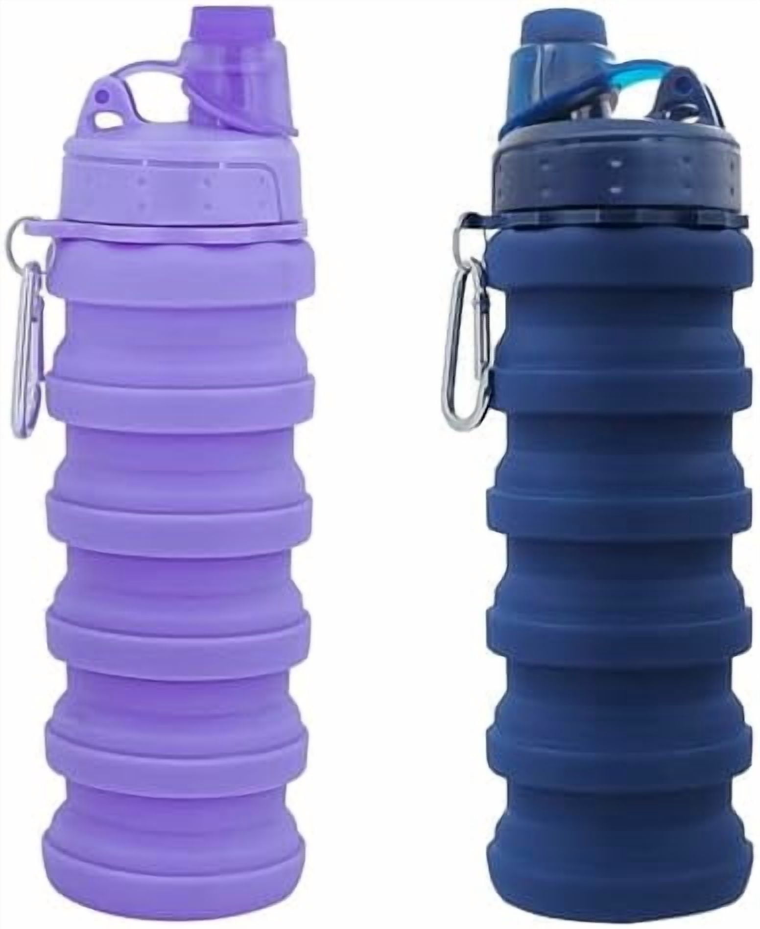 Collapsible Water Bottles Travel water bottle Sports Portable Sport Water Bottle Reusable Water Bottles comes with mountaineering Buckle 500ml silicone Water-proof camping water bottle